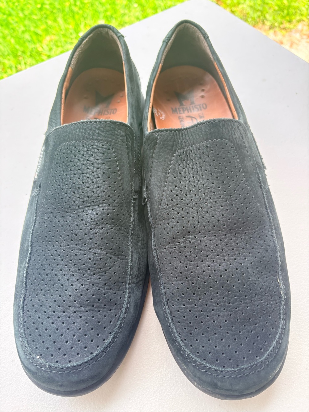 Mephisto Men's Black Perforated Suede Slip-On Loafers
